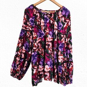 Terra & Sky Women Plus Size Top, Balloon Sleeve Slip on Flowy Top Size 4X Purple